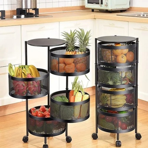 Multi-layer multi-function round vegetable basket storage rack