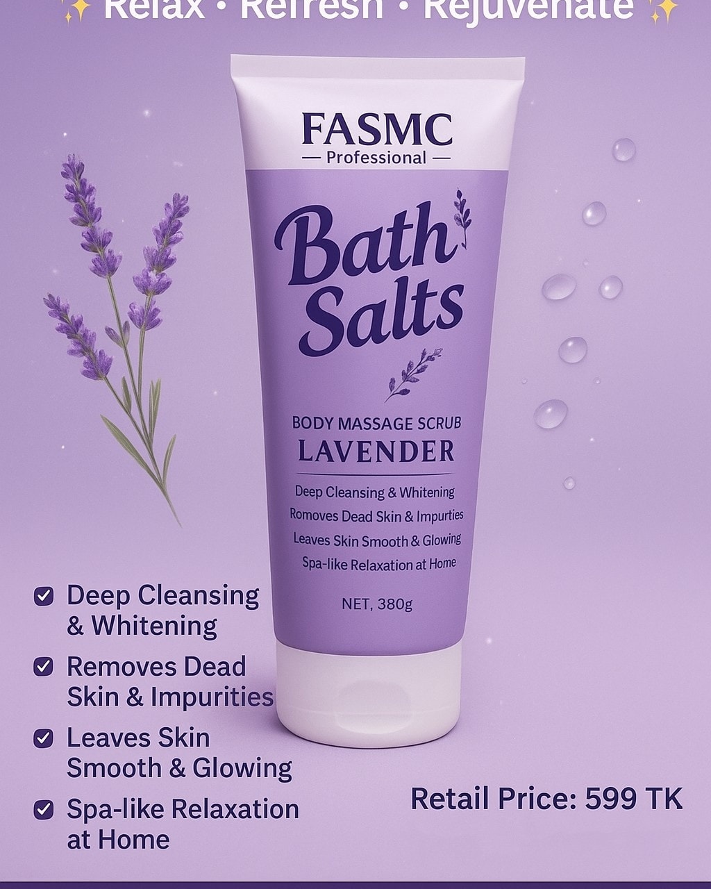 Bath Salts Body Massage Scrub - Lavender