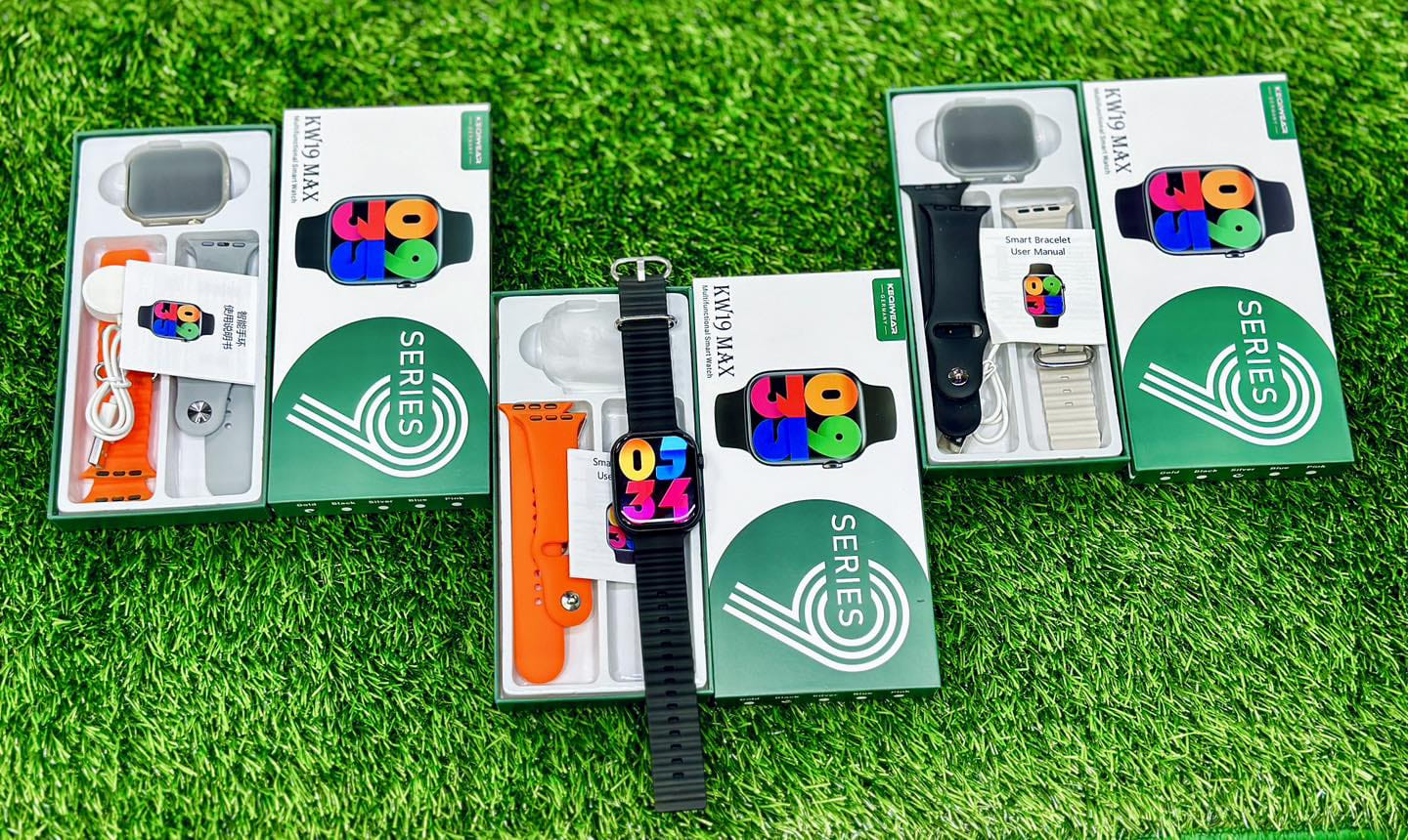 KW19 max 2.5D Curve Infinity Full HD IPS Display multicoloured double strap apple watch Series 9 watch for men women children ( Only Black )
