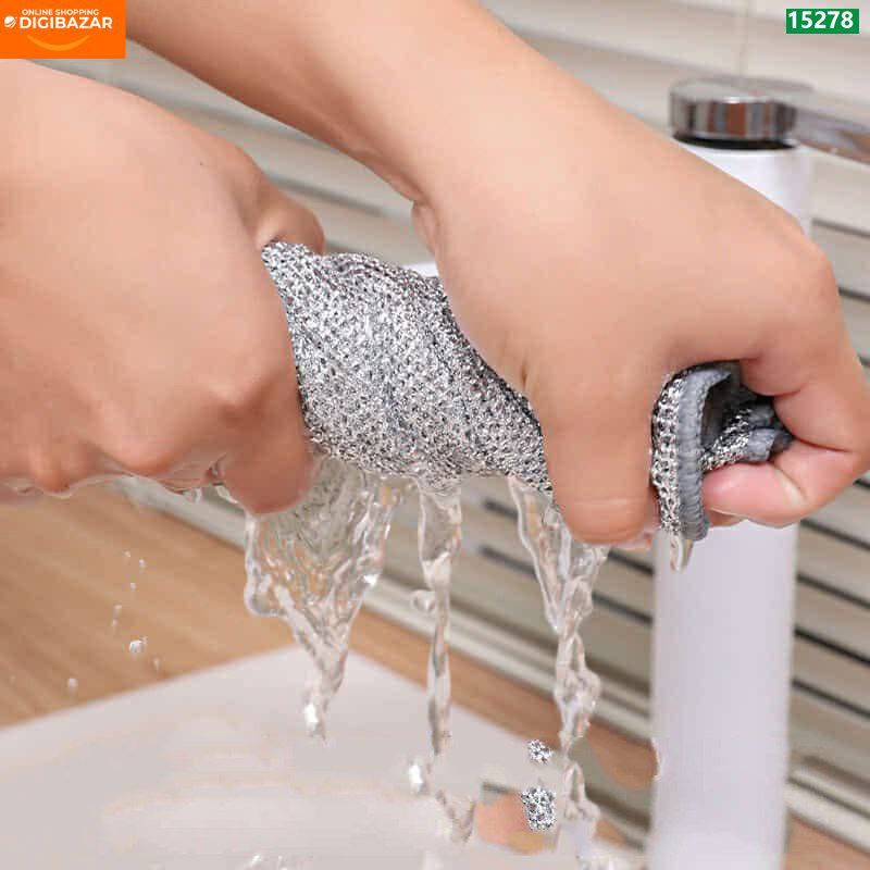 Magic Dish Cloth Silver Wire Cleaning Kitchen Cloth Dual Layer