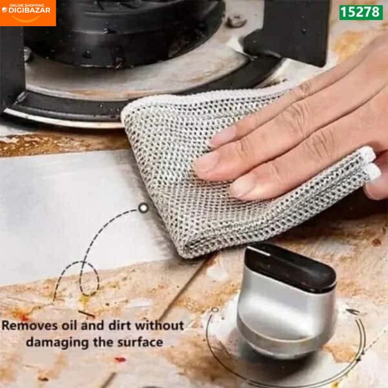 Magic Dish Cloth Silver Wire Cleaning Kitchen Cloth Dual Layer