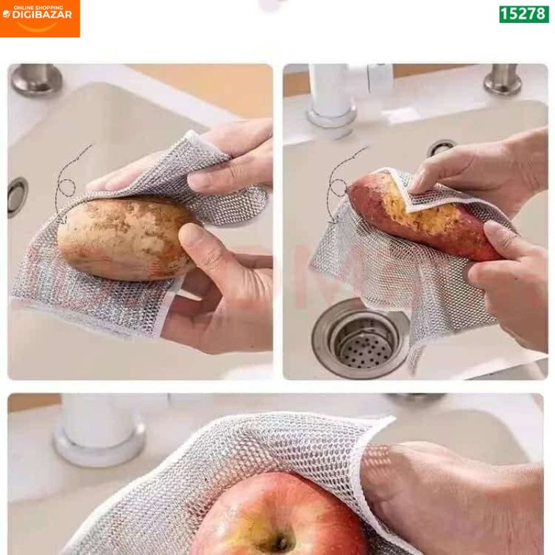 Magic Dish Cloth Silver Wire Cleaning Kitchen Cloth Dual Layer