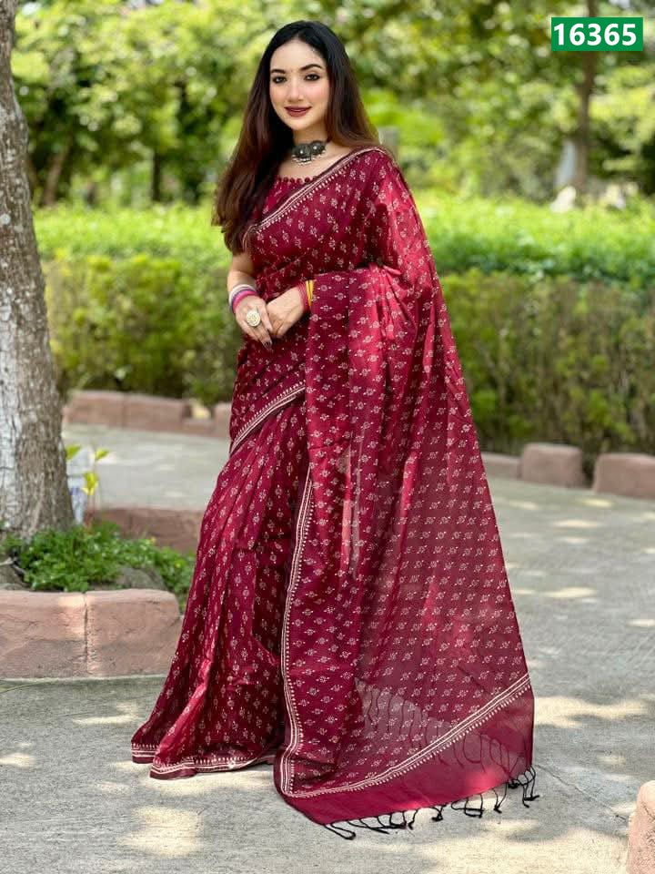 Pure Cotton Saree & Blouse Piece Set
