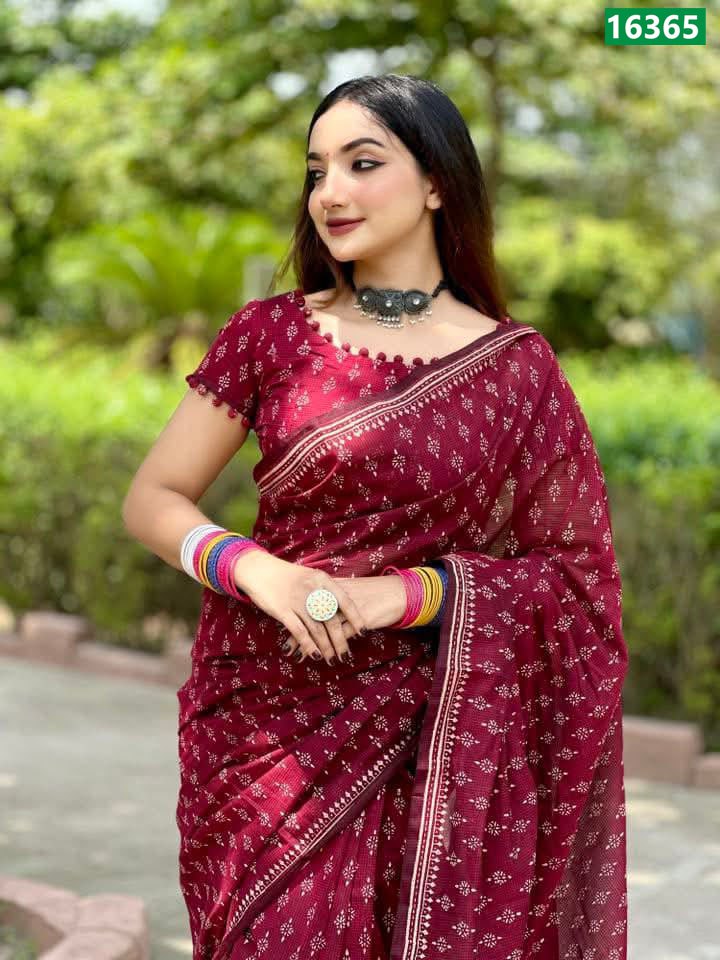Pure Cotton Saree & Blouse Piece Set