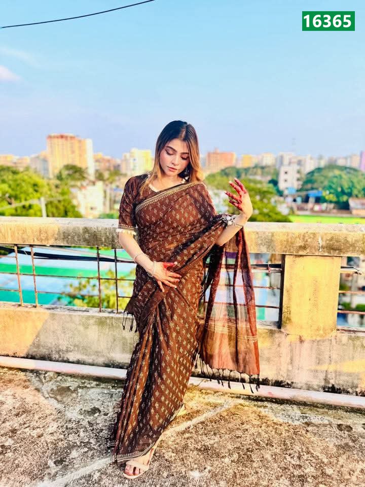Pure Cotton Saree & Blouse Piece Set