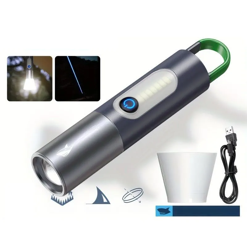 Rechargeable Flashlight Powerful Laser Camping Usb Long Duration Flash Lamp