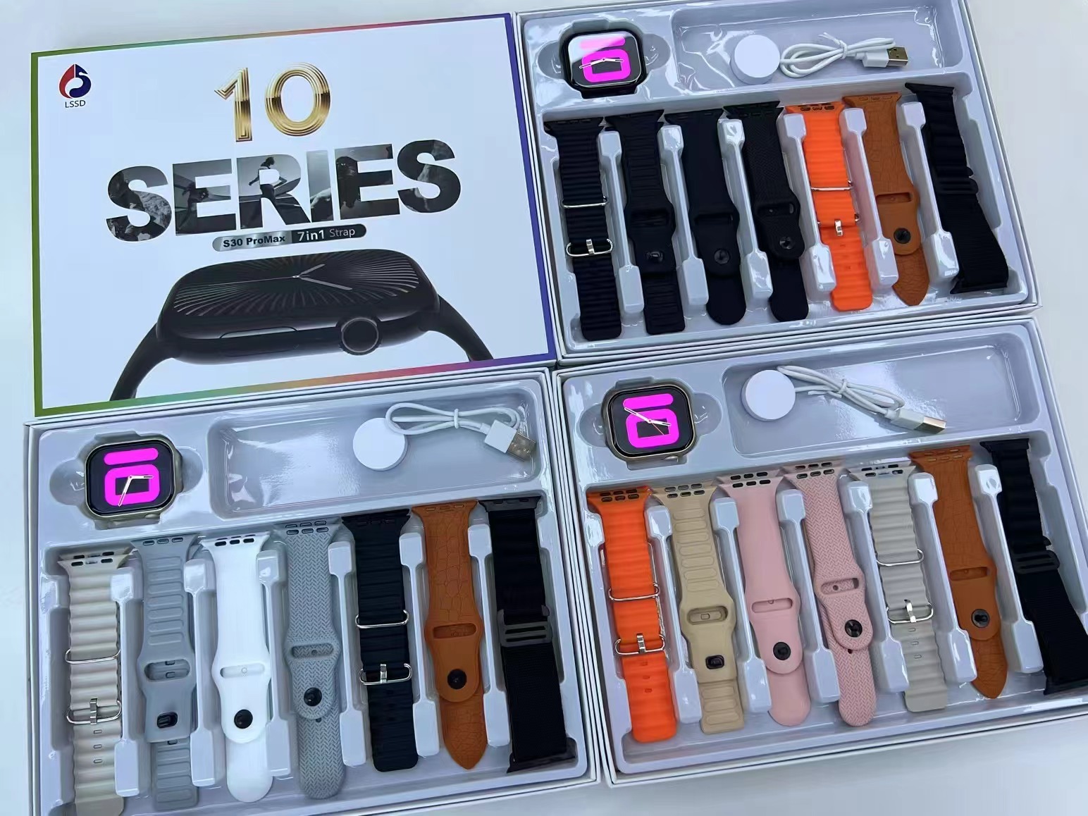 S30 Pro Max Smart Watch with 7 Straps. Series 10 Infinity Screen Bluetooth Calling Smartwatch