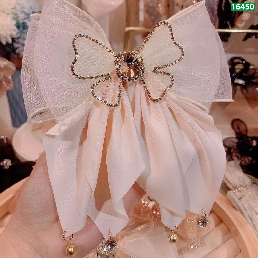 Satin Bow Rhinestone Hairpin
