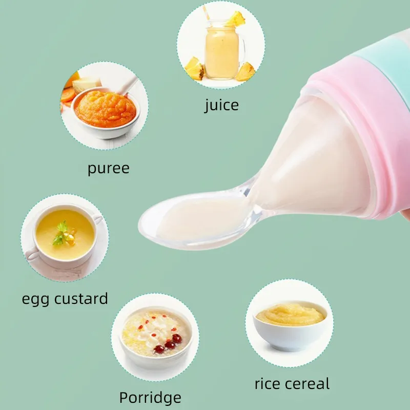 Soft Silicone Squeezing Feeding Bottle 110ml