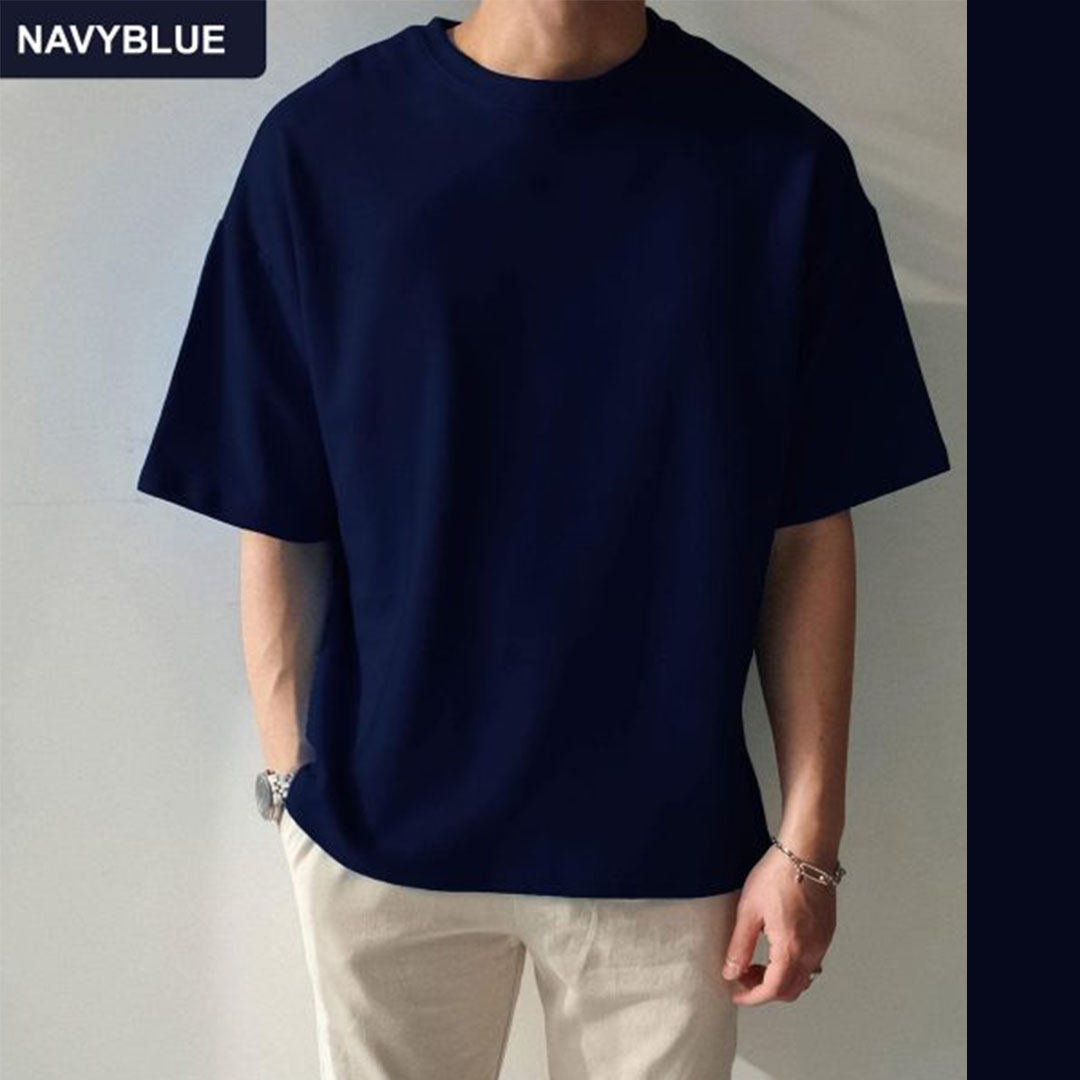 Solid Colour Cotton Drop Shoulder T-Shirt